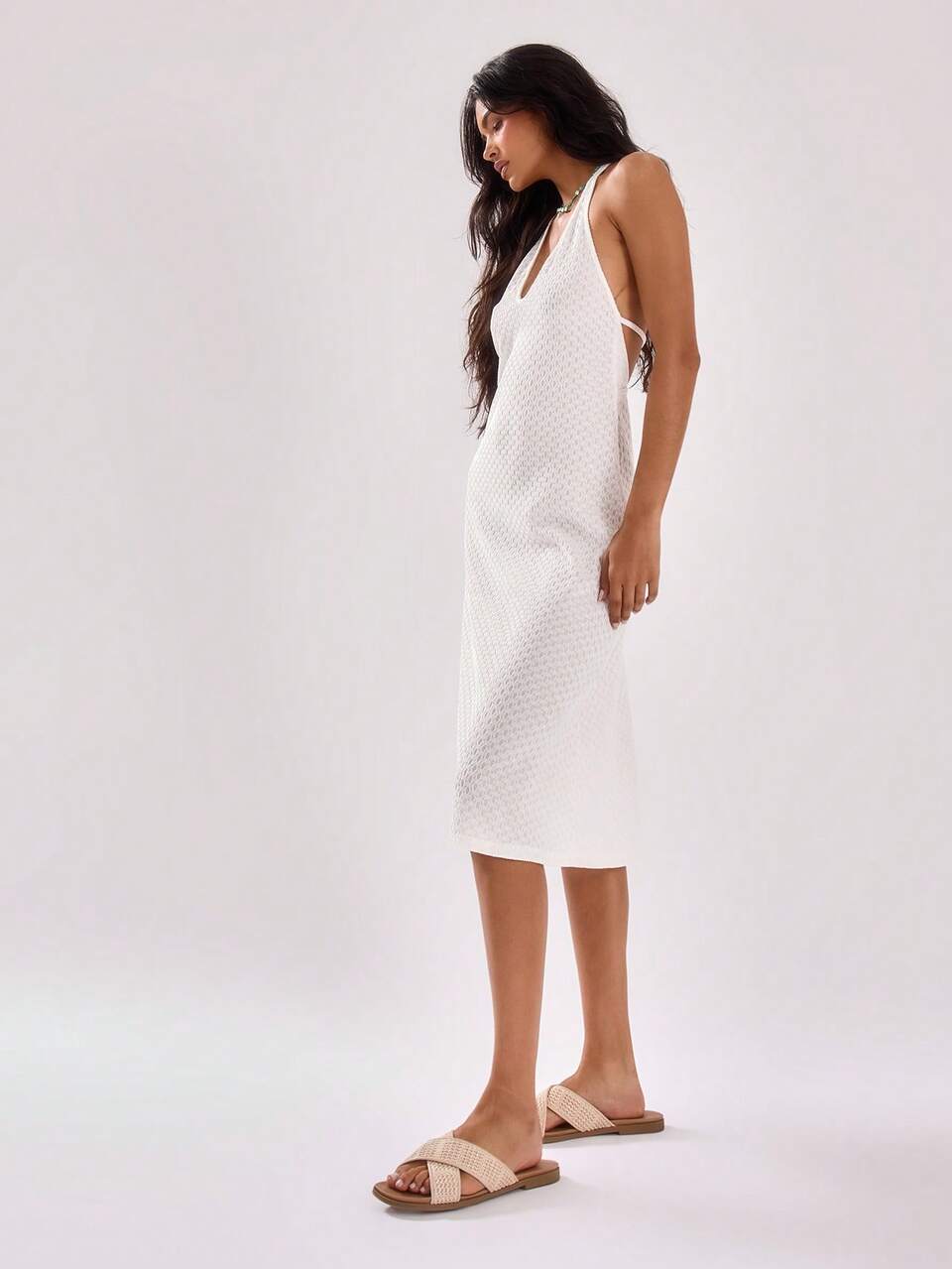 Halter Neck Midi Dress Elegant Spring Summer Vacation Party Bridal Bachelorette Hen Do Wedding