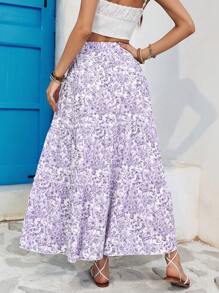 SHEIN VCAY 假期編織高腰鬆身女裙，小花印花