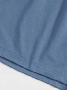 SHEIN VCAY Women's Summer Solid Color Square Neck Sleeveless Knitted Romper - Blue - View 6