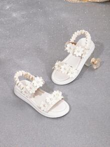 Girls' Fashionable Flat Sandals With Decorative Applique
