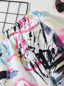 SHEIN Tween Girls' Doodle Printed Street Style Pants - Multicolor - View 3