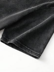 男士休闲趣味牙齿印花落肩T恤，夏季款 - 黑色 - 查看 5