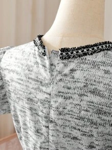 Women's Madeline Puff Sleeve Round Neck Two-Tone Summer Short Sleeve Dress