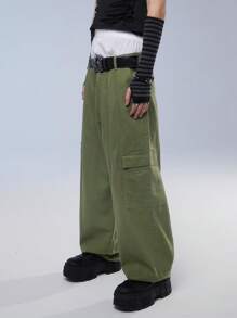 Manfinity Denimwave Men's Street Style Loose Fit Workwear Jeans - Army Green - View 6