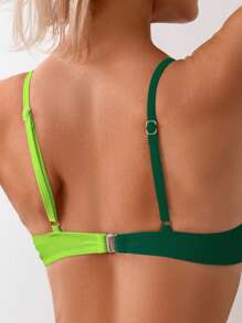 Swim Lushoire Conjunto de bikini sexy para mujer con bloqueo de colores y cruces frontales para la playa de verano