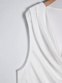 Manfinity RSRT 男士夏季纯色纯色垂领宽松休闲无袖背心，适合外出、丈夫 - 白色 - 查看 5