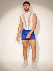 FeverCity Pantalones cortos informales de malla tejida de unicolor para hombre