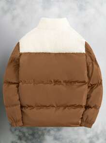 RueChic Men Fleece Lined Regular Puffer Coat - Brown - View 3