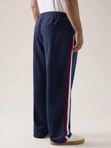 Manfinity VCAY Manfinity CozeMod男士加大碼休閒針織寬鬆錐形束口運動褲，中腰束繩長褲，適用於全年季節和日常穿著回去上學 - 藏蓝色 - 查看 2