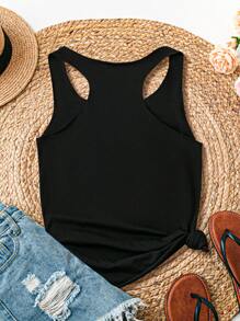 Attitoon Casual Simple Cat Print Women Tank Top, Summer Tank Top Top