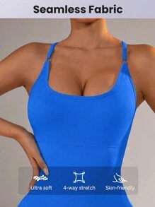 SHEIN Core Rhythm Women's Solid Color Yoga Strap Sport Romper
