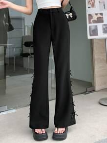 DAZY 女士蝴蝶結寬腿褲休閒長褲