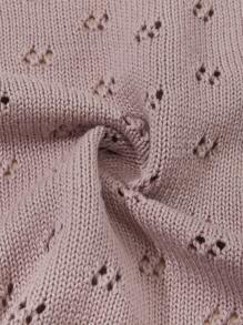 Solid Color Jacquard Knitted Comfortable Baby Blanket - Dusty Pink - View 3