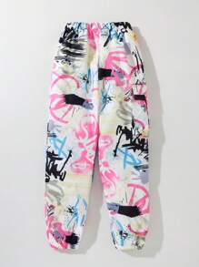 SHEIN Tween Girls' Doodle Printed Street Style Pants - Multicolor - View 2