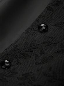 Manfinity AFTRDRK Men's Spring & Autumn Fashion Jacquard Stand Collar Suit Jacket With Buckle - Black - View 4