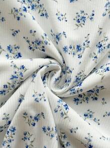 Soleia 休闲浪漫假日连衣裙，露背系带下摆开叉蓝白花卉印花女式，女士度假装，太阳裙 - 藍白色 - 查看 3