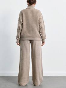 SHEIN Tall Tuta con maglione a collo alto, maniche cadenti e pantaloni - Moka Marrone - Visualizzare 2