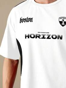 Manfinity RebelGame Áo thun nam có họa tiết chữ cái dáng rộng vừa vặn - trắng - Xem 3