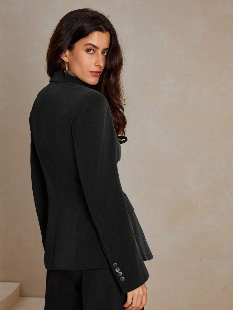 Hollow Out Tie Front Solid Color Blazer