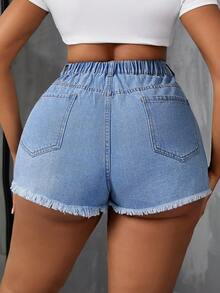 SHEIN SXY Váy Denim Plus Size Không Co Giãn, Thời Trang Và Gợi Cảm - Màu xanh lam - Xem 2