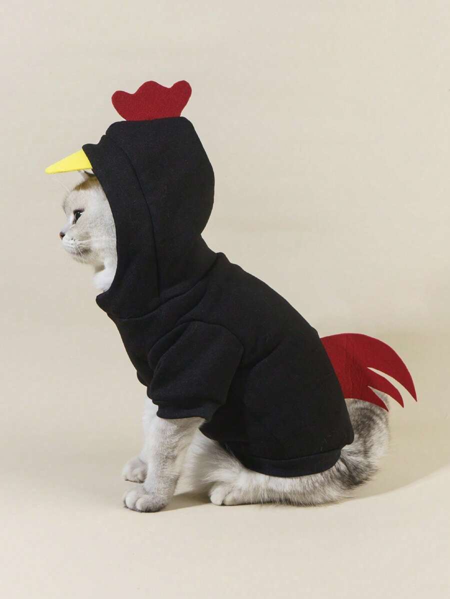 PETSIN 1入黑色雞形態寵物連帽衫，Cosplay寵物服 - 彩色 - 查看 1
