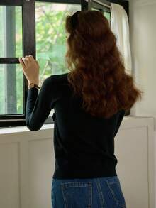 Simple Retro Cárdigan de mujer con bloqueo de color y bordado floral, primavera/otoño