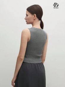 BizChic 女士流行修身款開肩無袖垂直空心針織上衣 - 灰色 - 查看 2