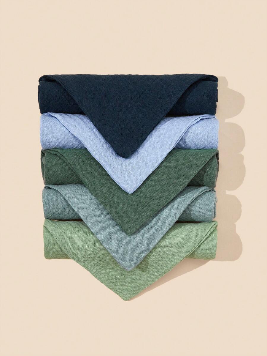 5入組嬰兒純棉紗布手帕，適用於擦嘴和餵食，方形圍嘴圍兜 - 彩色 - 查看 1