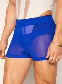 FeverCity Pantalones cortos informales de malla tejida de unicolor para hombre
