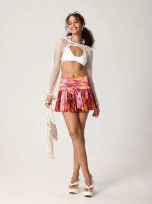 SV Pattern Studio Artist 女士休闲迷你裙，适合节日、派对、度假、春夏、海滩、节日、伊比沙岛装扮、西方服饰 - 粉色 - 查看 2