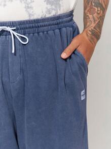 Manfinity VCAY Pantalón largo en forma de cono tejido y desgastado de copos de nieve para hombre de talla plus CozeMod de Manfinity, adecuado para la primavera y el verano - Azul - Ver 2