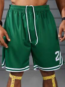 Lässige Shorts im Boyfriend-Stil für Herren mit Zahlen-Prints, Jogger Shorts