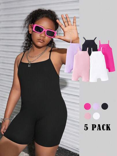 SHEIN Mono cami cómodo de unicolor para niñas preadolescentes en tallas extendidas
