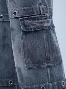 Manfinity Denimwave Casual denim jeans voor heren met wijde pijpen, losse pasvorm en meerdere zakken, Street Style