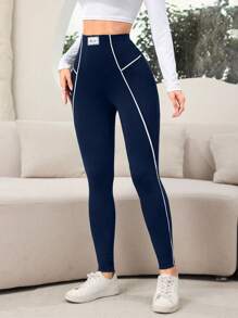 Mulvari Women's High Waist Letter Printed Decorated Casual Leggings