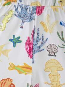 SHEIN Baby Girl Knitted Stretchy Cartoon Pattern Tank Romper, Casual For Summer - Multicolor - View 5