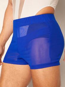 FeverCity Pantalones cortos informales de malla tejida de unicolor para hombre