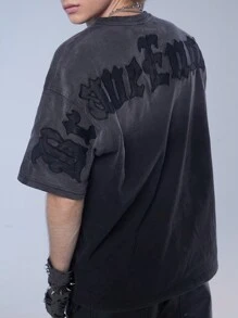 Manfinity Denimwave 男士牛仔針織短袖街頭服裝 - 黑色 - 查看 1