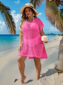 Swim Vcay Große Größen Strandkleid mit Schlitz-Seiten ohne Bikini für den Sommer