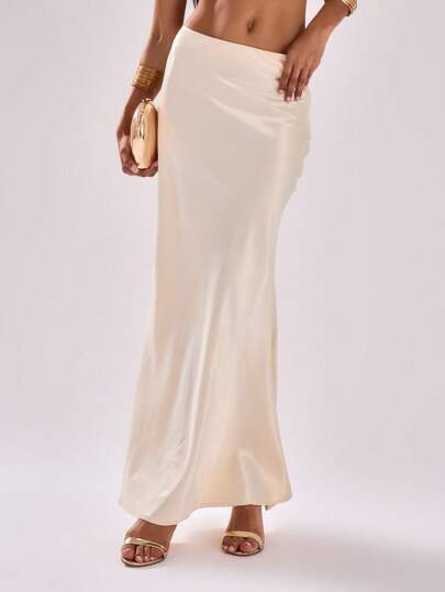 MUSERA Falda larga de ajuste delgado de talle bajo, estilo bohemio de verano, elegante, para vacaciones, Ibiza, otoño, regreso a la escuela, otoño-invierno, Navidad, Acción de Gracias