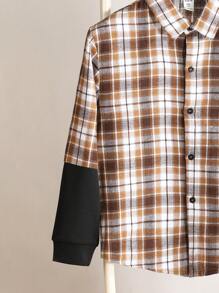 SHEIN Ragazzo Tween primavera/autunno casual a quadri Patchwork 2 in 1 camicia e pantaloni outfit
