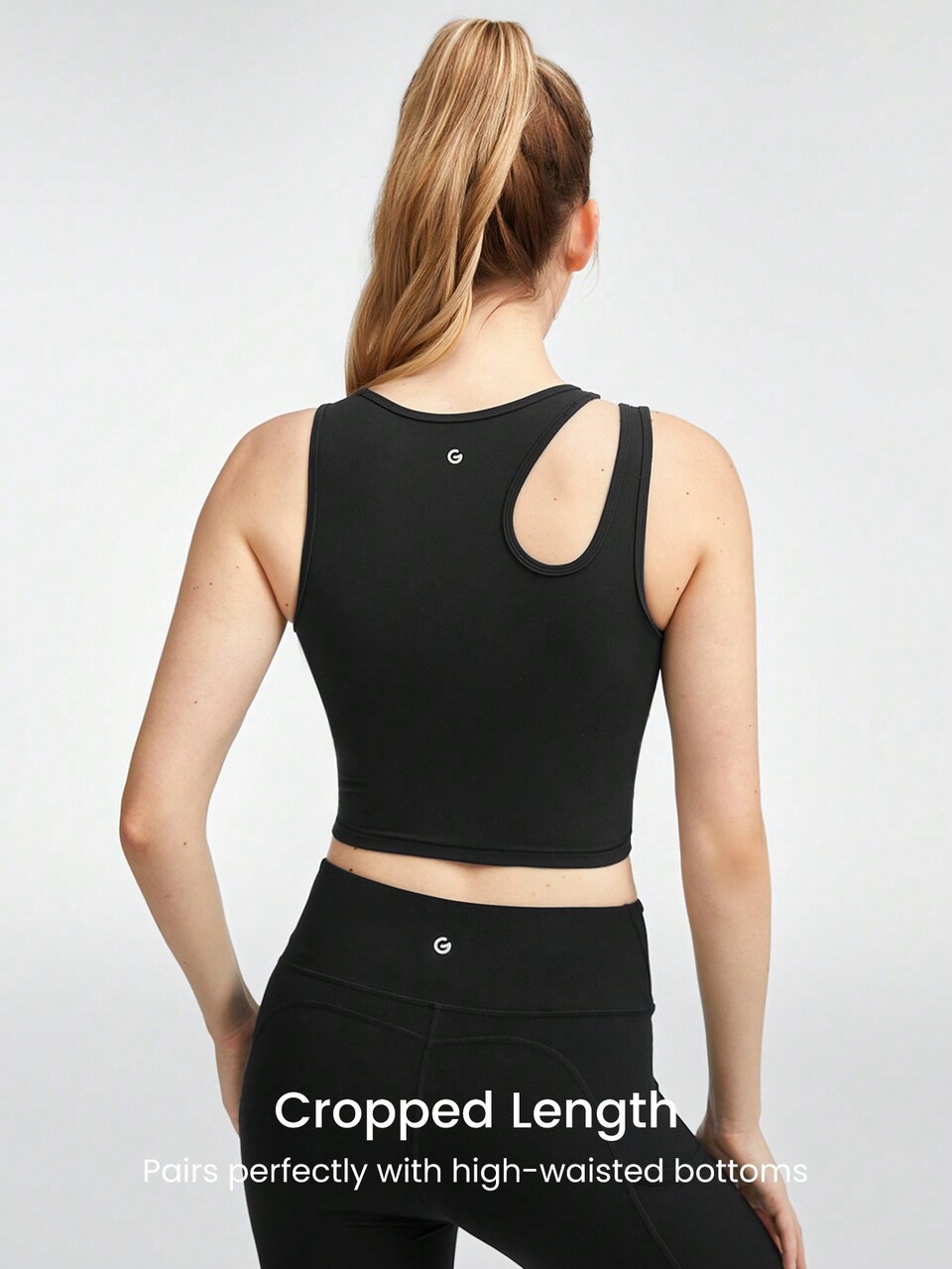 FeatherFit™ Asymmetrical Shoulder Cropped Active Tank Top Low Impact Yoga Pilates Daily