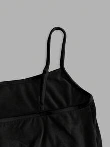 SHEIN EZwear Áo ba lỗ in chữ tiếng Anh gợi cảm thường ngày cho nữ, Áo ba lỗ mùa hè - màu đen - Xem 4