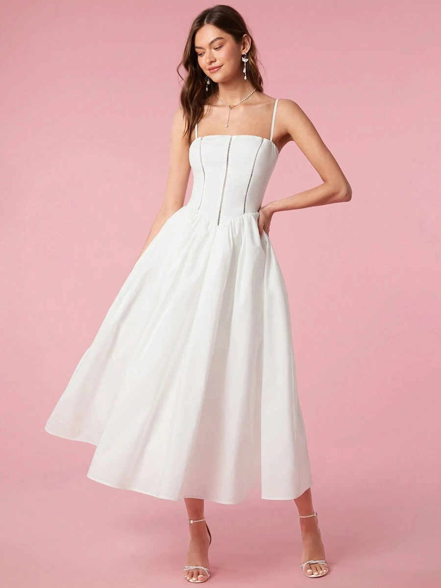 Enchnt 夏季實色背心長款連衣裙