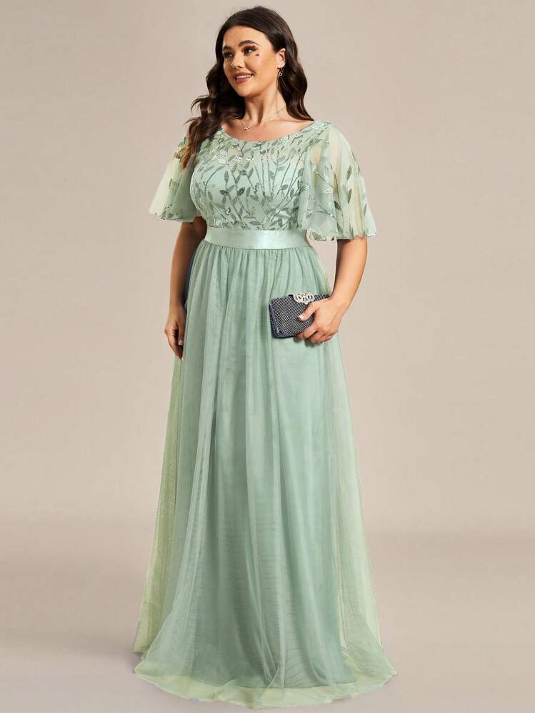 sequin sage green bridesmaid dresses Stella Couture 21064 Size 6 Sage Long off the shoulder slit a line pro –  Glass Slipper Formals main image 0