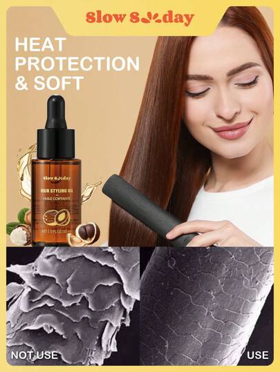 SlowSunday Hair Styling Oil, Heat Protection, Improves Frizz, Hair Care, Suitable For All Hair Types, Perfect For Autumn And Winter Hair Care, Ideal For Holiday, Party, Travel, Outdoor Activity, Y2k Fashion, And Cosplay, Thanksgiving, Christmas, Holiday Gifts