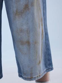 Manfinity Denimwave Men's Baggy Wide Leg Denim Shorts With Pockets, 3/4 Length, Casual Streetwear - Light Wash - View 3