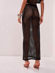MUSERA Fishnet Skirt Only Boho Summer Cute Ibiza, Holiday, Club, Summer, Holiday Chic Elegant - Black - View 2