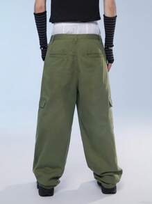 Manfinity Denimwave Men's Street Style Loose Fit Workwear Jeans - Army Green - View 2