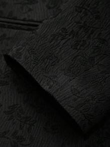 Manfinity AFTRDRK Men's Spring & Autumn Fashion Jacquard Stand Collar Suit Jacket With Buckle - Black - View 3